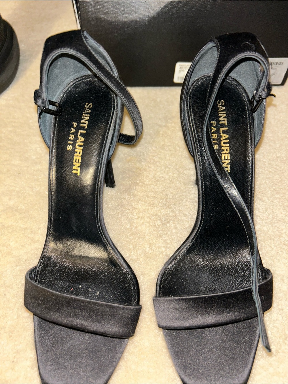 Saint Laurent Black Ankle-Strap Sandals